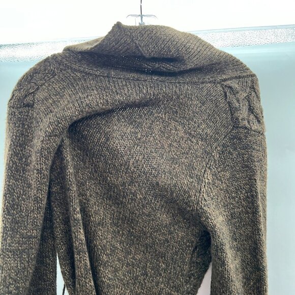 It's Our Time Women's Knit Button Up Cardigan Brown Size Medium Belted - Picture 6 of 9